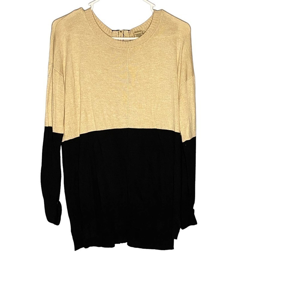 VERTICAL Design Color Block Back Zip Light Sweater Size Small